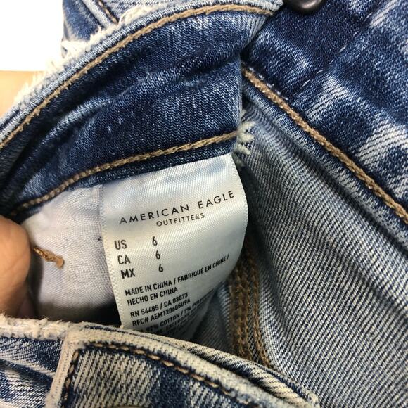 American Eagle Jean Shorts Daisy Floral Embroidered Denim Rolled Cuff High Rise - Picture 7 of 8